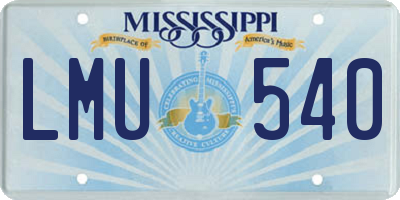 MS license plate LMU540