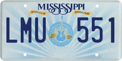 MS license plate LMU551