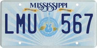 MS license plate LMU567