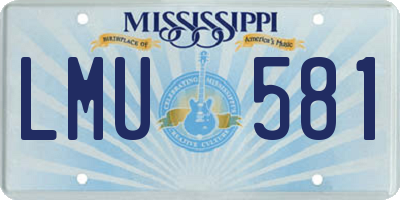 MS license plate LMU581