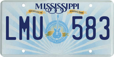 MS license plate LMU583