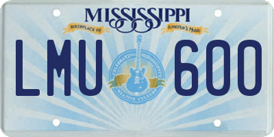 MS license plate LMU600