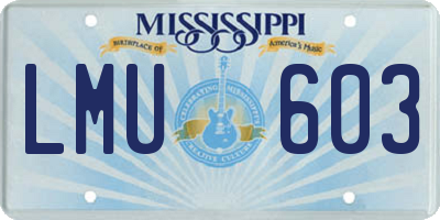 MS license plate LMU603