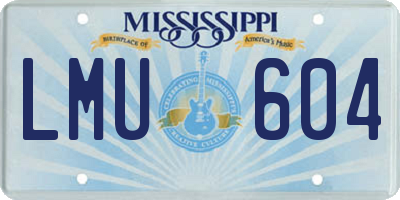 MS license plate LMU604