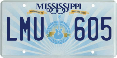 MS license plate LMU605