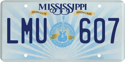 MS license plate LMU607