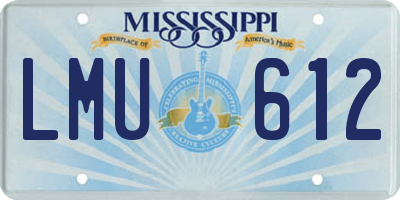 MS license plate LMU612