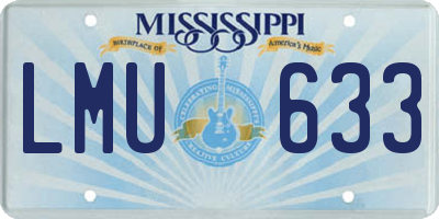 MS license plate LMU633