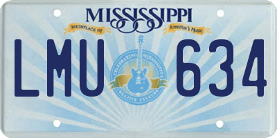 MS license plate LMU634