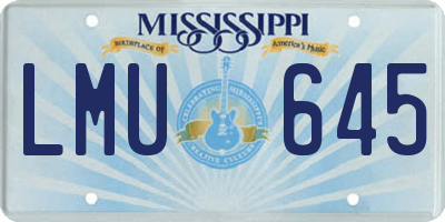 MS license plate LMU645