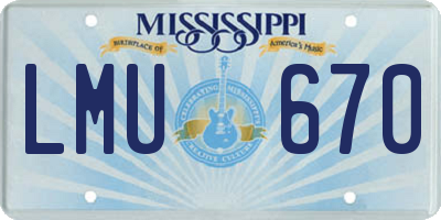 MS license plate LMU670