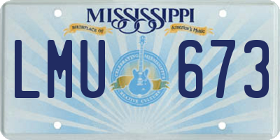 MS license plate LMU673