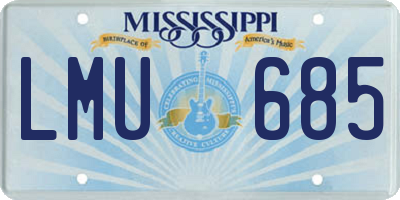 MS license plate LMU685
