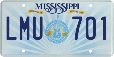 MS license plate LMU701