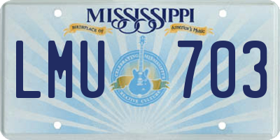 MS license plate LMU703