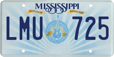 MS license plate LMU725