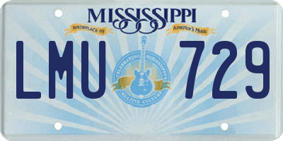 MS license plate LMU729