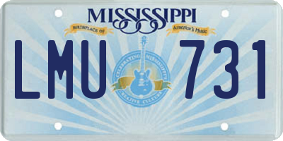 MS license plate LMU731