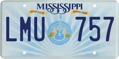 MS license plate LMU757
