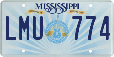 MS license plate LMU774