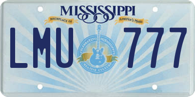 MS license plate LMU777