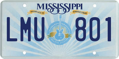 MS license plate LMU801
