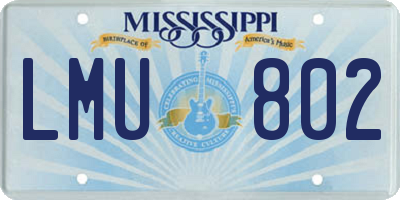 MS license plate LMU802
