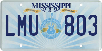 MS license plate LMU803