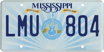 MS license plate LMU804