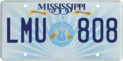 MS license plate LMU808