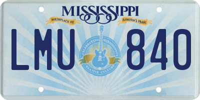MS license plate LMU840