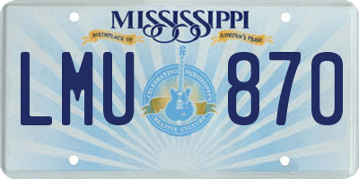 MS license plate LMU870