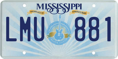 MS license plate LMU881