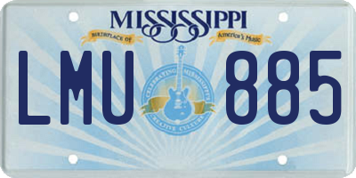 MS license plate LMU885
