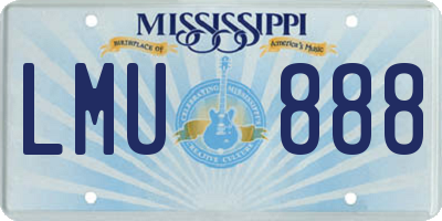 MS license plate LMU888