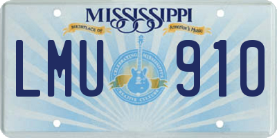 MS license plate LMU910