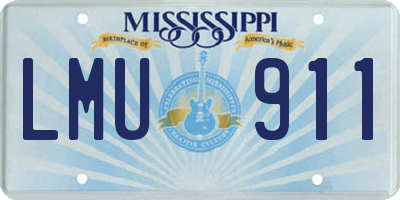 MS license plate LMU911
