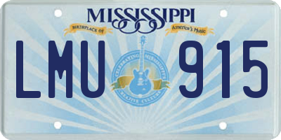 MS license plate LMU915