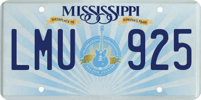 MS license plate LMU925