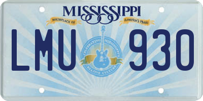 MS license plate LMU930
