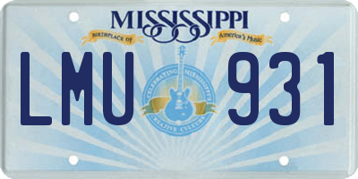 MS license plate LMU931