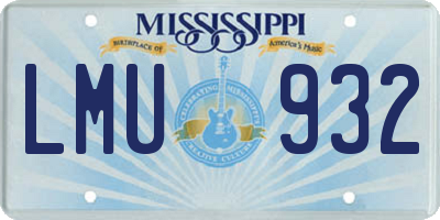MS license plate LMU932