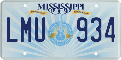 MS license plate LMU934