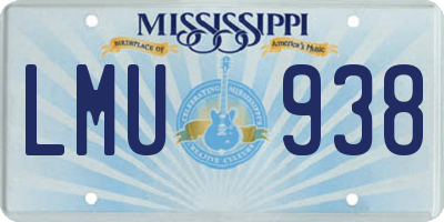 MS license plate LMU938