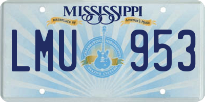 MS license plate LMU953