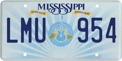 MS license plate LMU954