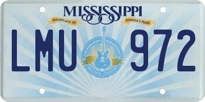 MS license plate LMU972