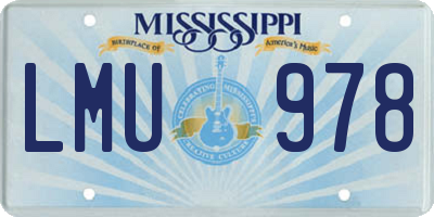 MS license plate LMU978