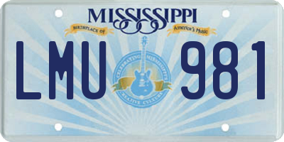MS license plate LMU981