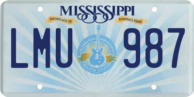 MS license plate LMU987